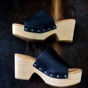 Kork-Ease Waone Black Leather Slide  Sandal Size 8